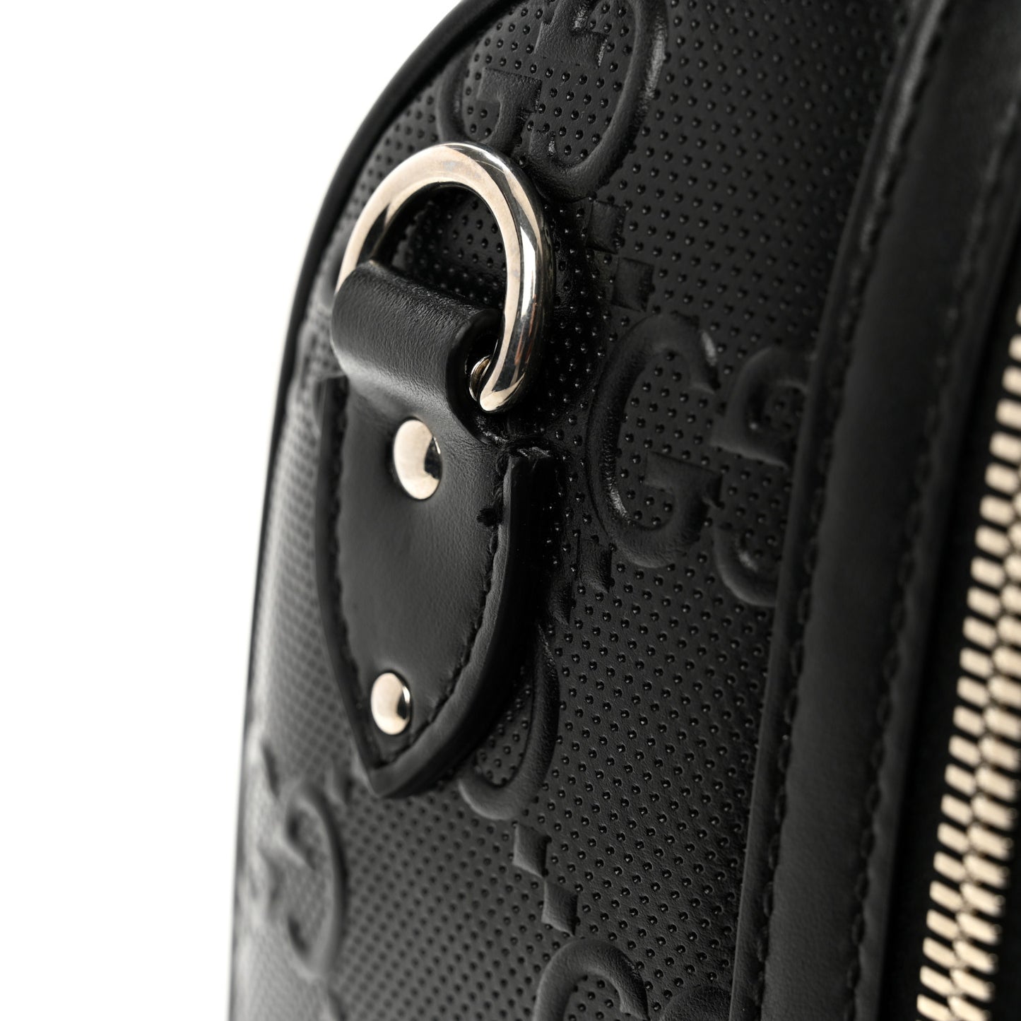 Calfskin GG Tennis Embossed Duffle Bag Black