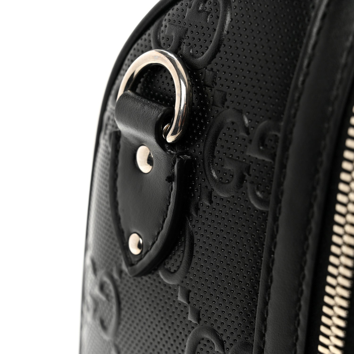 Gucci Calfskin GG Tennis Embossed Duffle Bag Black 8 of 8