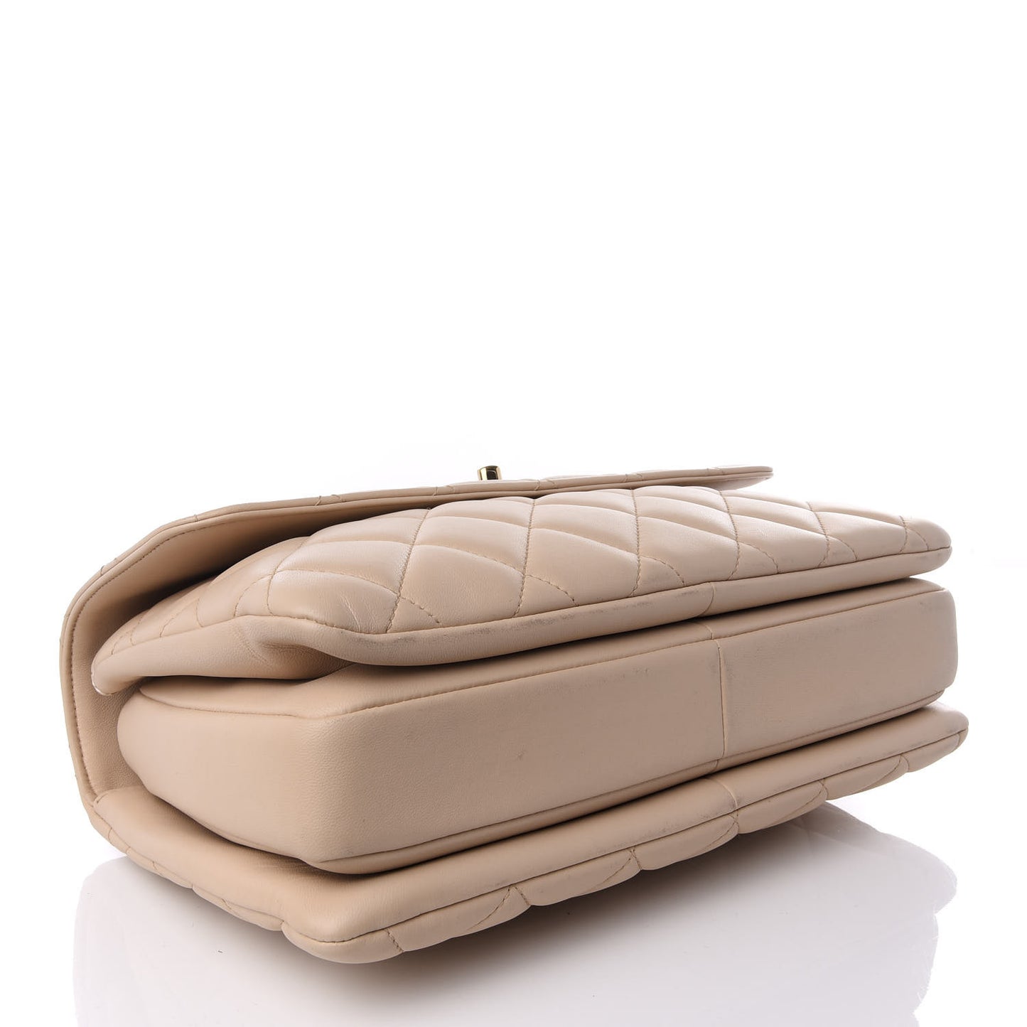 Lambskin Quilted Medium Trendy CC Flap Dual Handle Bag Beige
