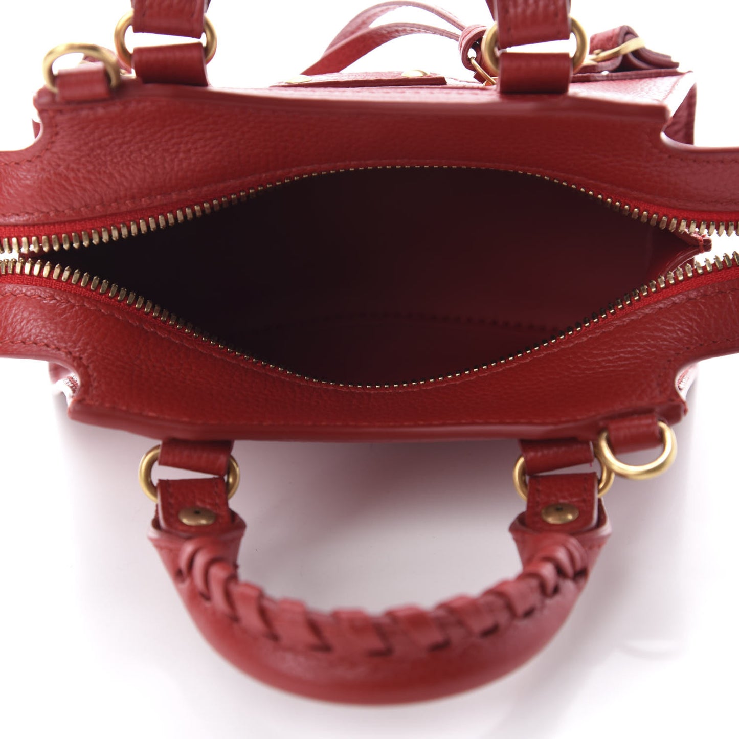 Grained Calfskin Neo Classic Gold Hardware Nano City Crossbody Medium Red