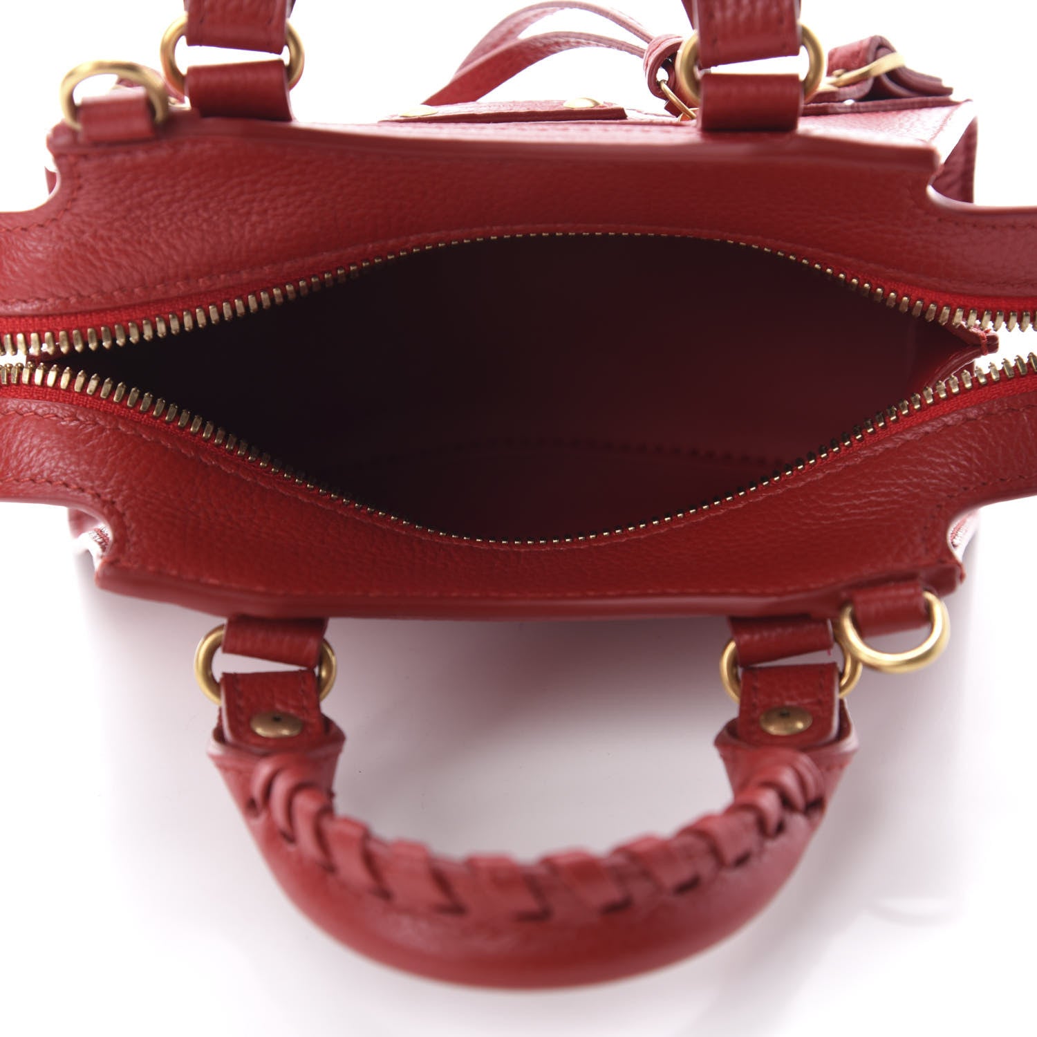 Balenciaga Grained Calfskin Neo Classic Gold Hardware Nano City Crossbody Medium Red 5 of 10