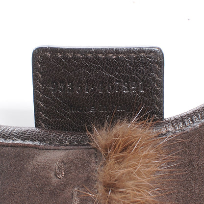 Saint Laurent Suede and Mink Mombasa Horn Hobo Brown 7 of 7