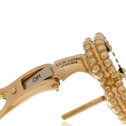 Van Cleef & Arpels 18K Yellow Gold Malachite Vintage Alhambra Earrings 4 of 5