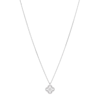Van Cleef & Arpels 18K White Gold Diamond Sweet Alhambra Pendant Necklace 1 of 7