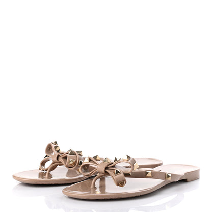 Valentino Garavani PVC Jelly Rockstud Bow Thong Sandals 37 Poudre 3 of 7