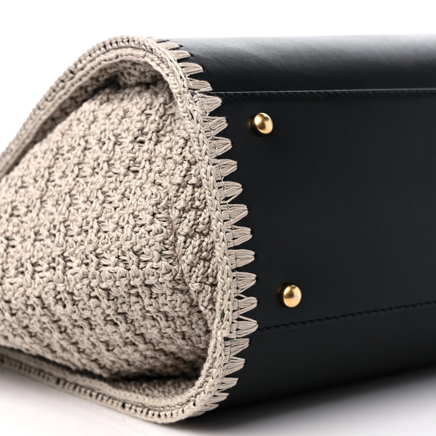 Calfskin Knit Medium Deauville Tote Black Beige