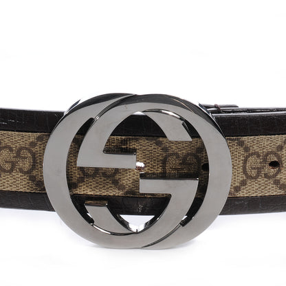 Gucci GG Supreme Monogram Niagara Lux Calfskin Interlocking G 40mm Belt 95 38 Beige Ebony Cocoa 3 of 5