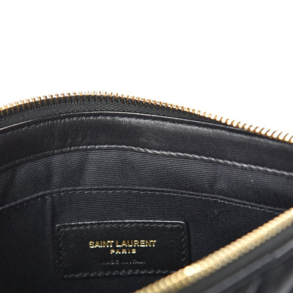 Saint Laurent Calfskin Matelasse Chevron Monogram A5 Wristlet Black 8 of 9