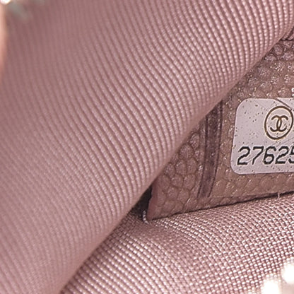 Chanel Metallic Caviar Chevron Quilted Small Vintage Mademoiselle Cosmetic Case Pink 7 of 9