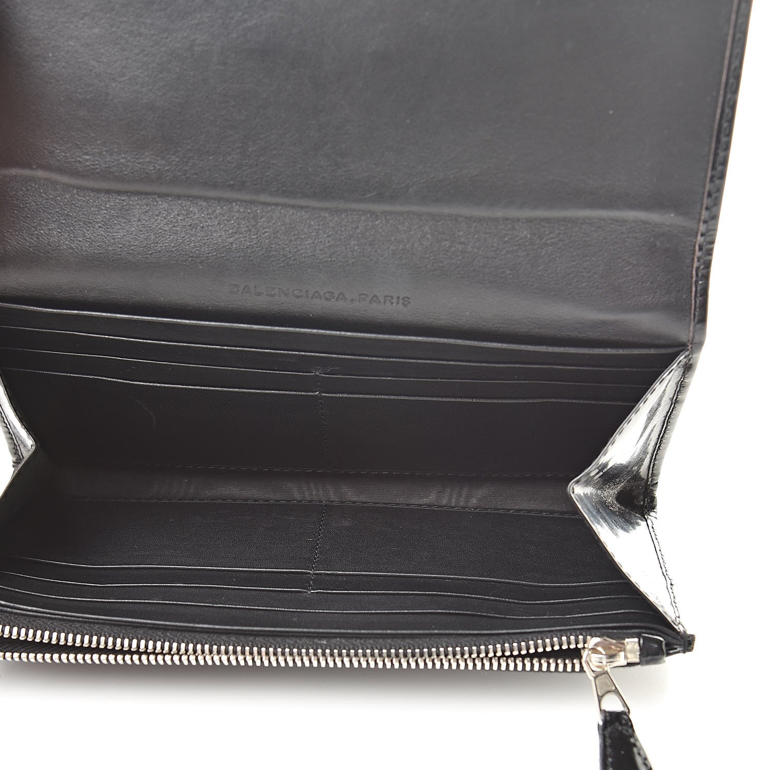 Balenciaga Laminated Calfskin Giant 12 Silver Hardware Money Wallet Black 5 of 10