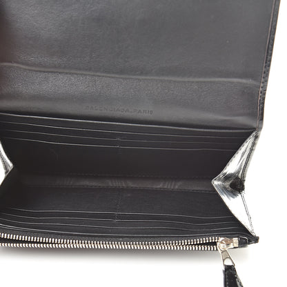 Balenciaga Laminated Calfskin Giant 12 Silver Hardware Money Wallet Black 5 of 10