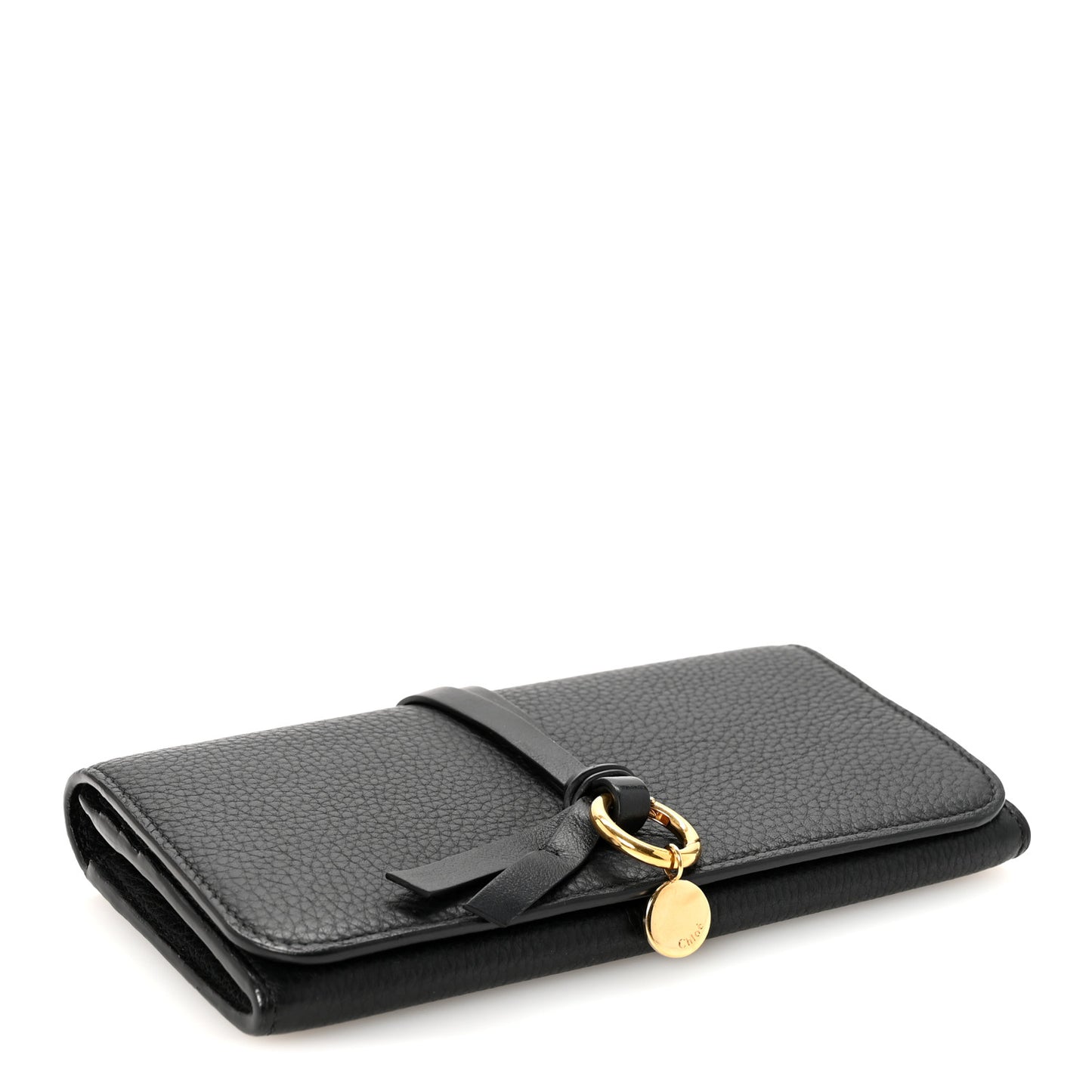 Calfskin Alphabet Long Wallet Black
