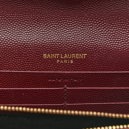 Saint Laurent Grain De Poudre Matelasse Chevron Monogram Flap Wallet Rouge Legion 6 of 12