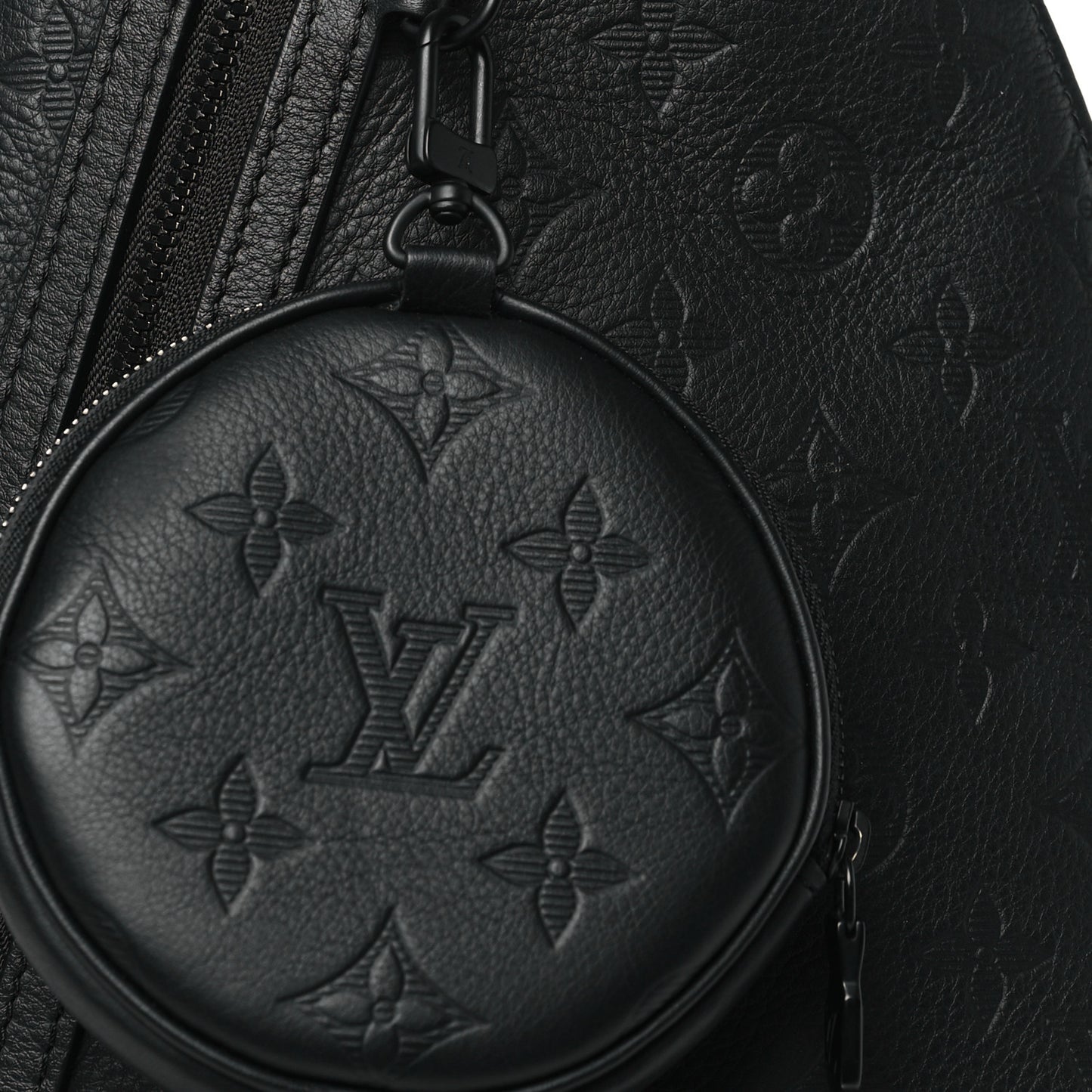 Calfskin Shadow Monogram Duo Slingbag Black
