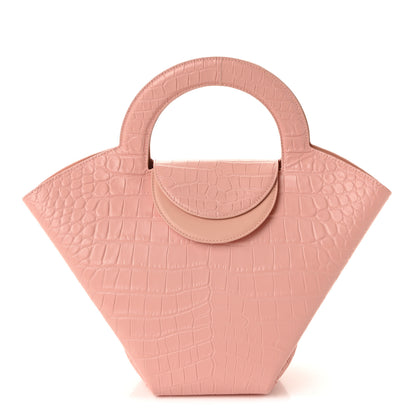 Bottega Veneta Calfskin Crocodile Embossed Doll Top Handle Bag Peachy 1 of 10