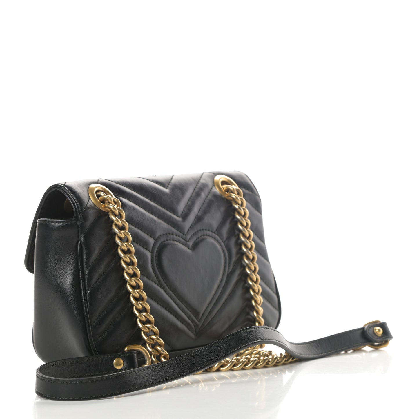 Calfskin Matelasse Mini GG Marmont Shoulder Bag Black