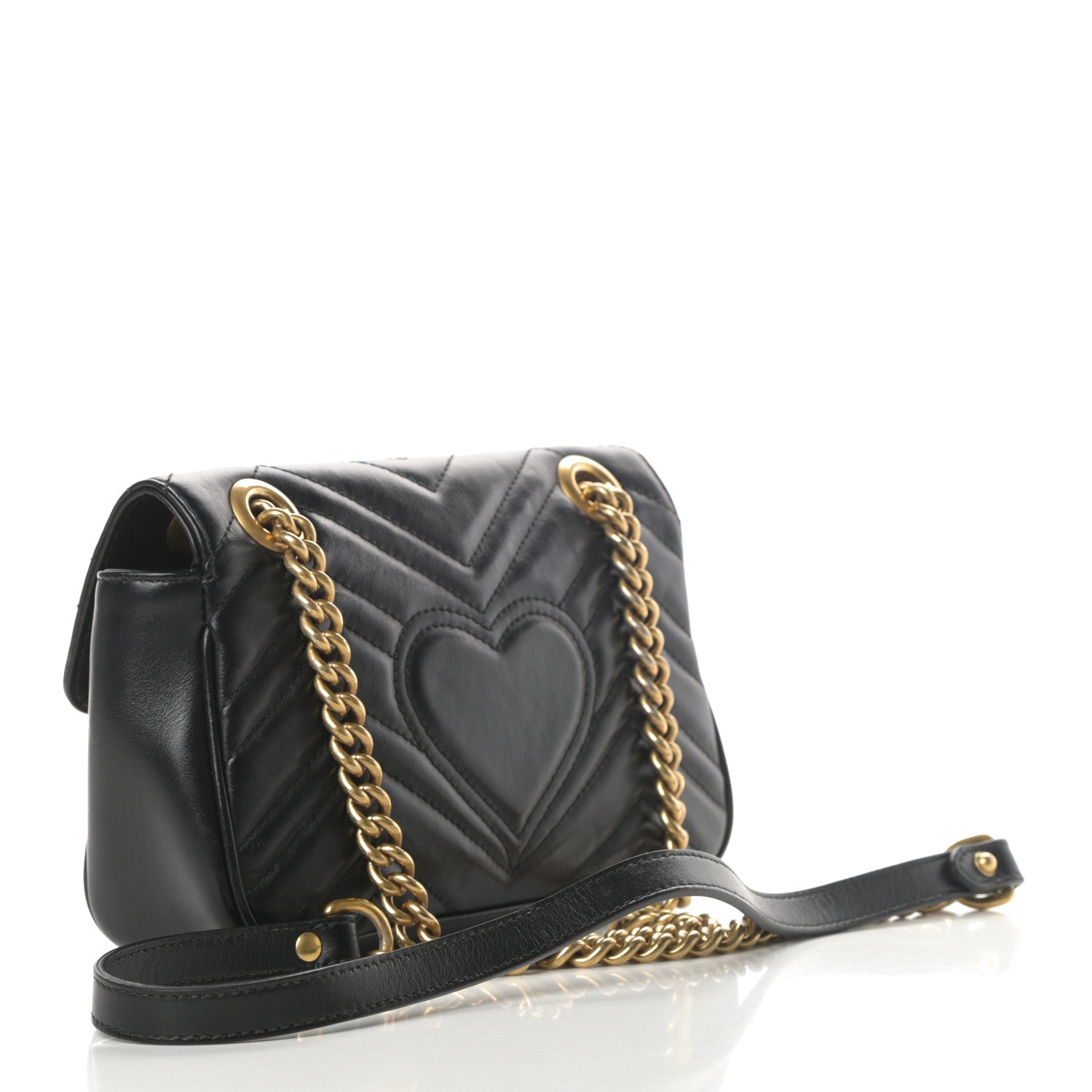 Gucci Calfskin Matelasse Mini GG Marmont Shoulder Bag Black 3 of 14