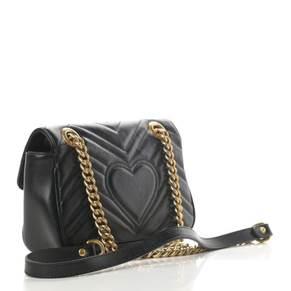 Gucci Calfskin Matelasse Mini GG Marmont Shoulder Bag Black 3 of 14