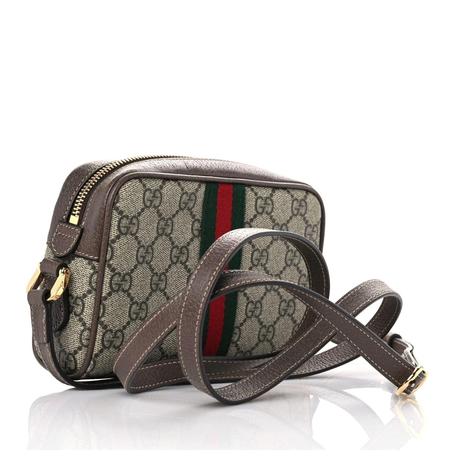 GG Supreme Monogram Web Mini Ophidia Shoulder Bag Brown