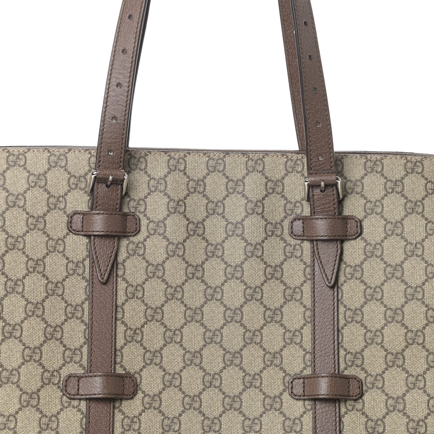 Gucci GG Supreme Monogram Textured Dollar Calfskin Medium Detail Tote Beige Ebony New Acero 7 of 9