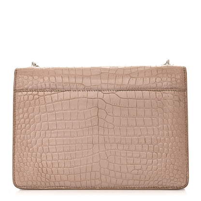 Saint Laurent Calfskin Crocodile Embossed Medium Monogram Sunset Rose Antic 22 of 25