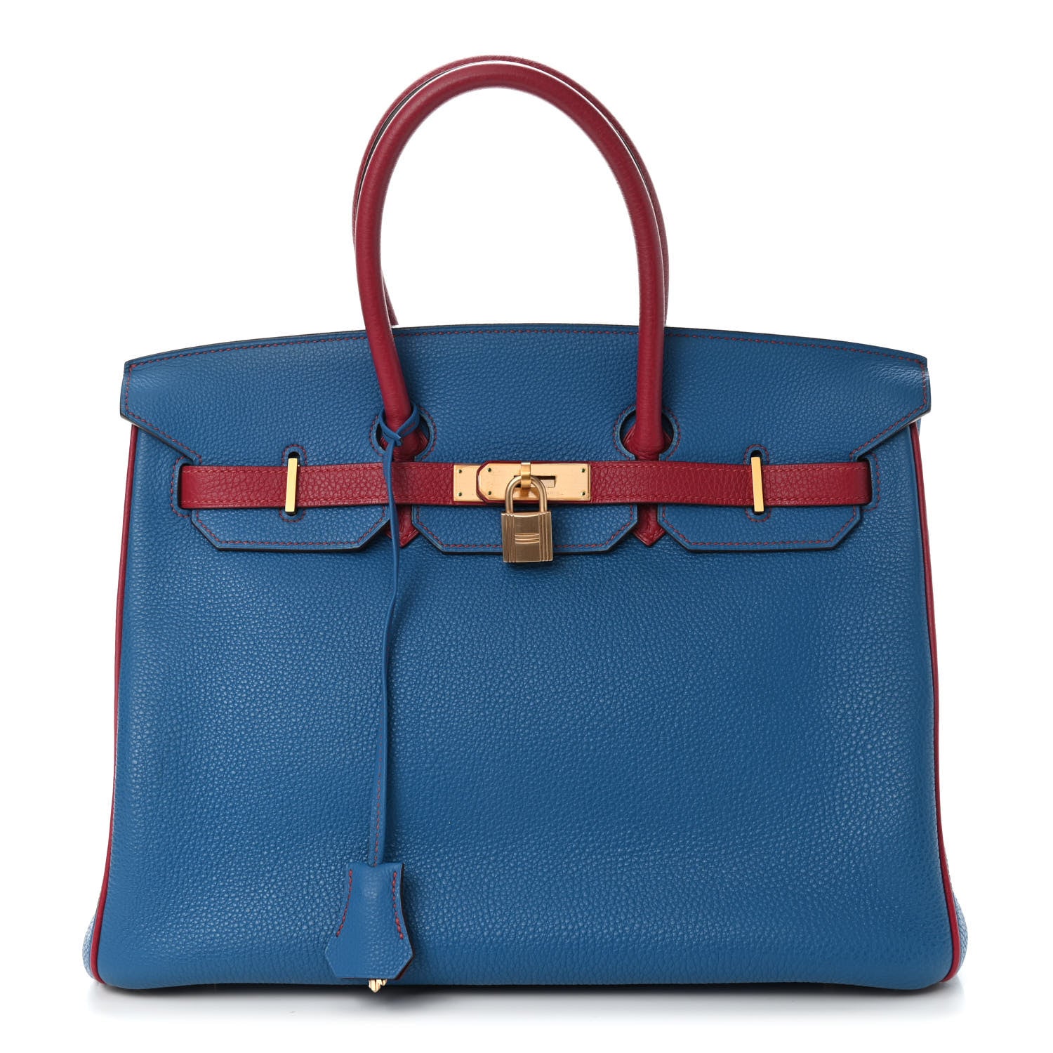 Hermes Togo Bi Color Horseshoe Birkin 35 Mykonos Rubis 1 of 15