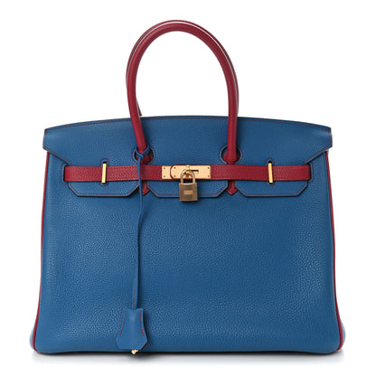 Hermes Togo Bi Color Horseshoe Birkin 35 Mykonos Rubis 1 of 15