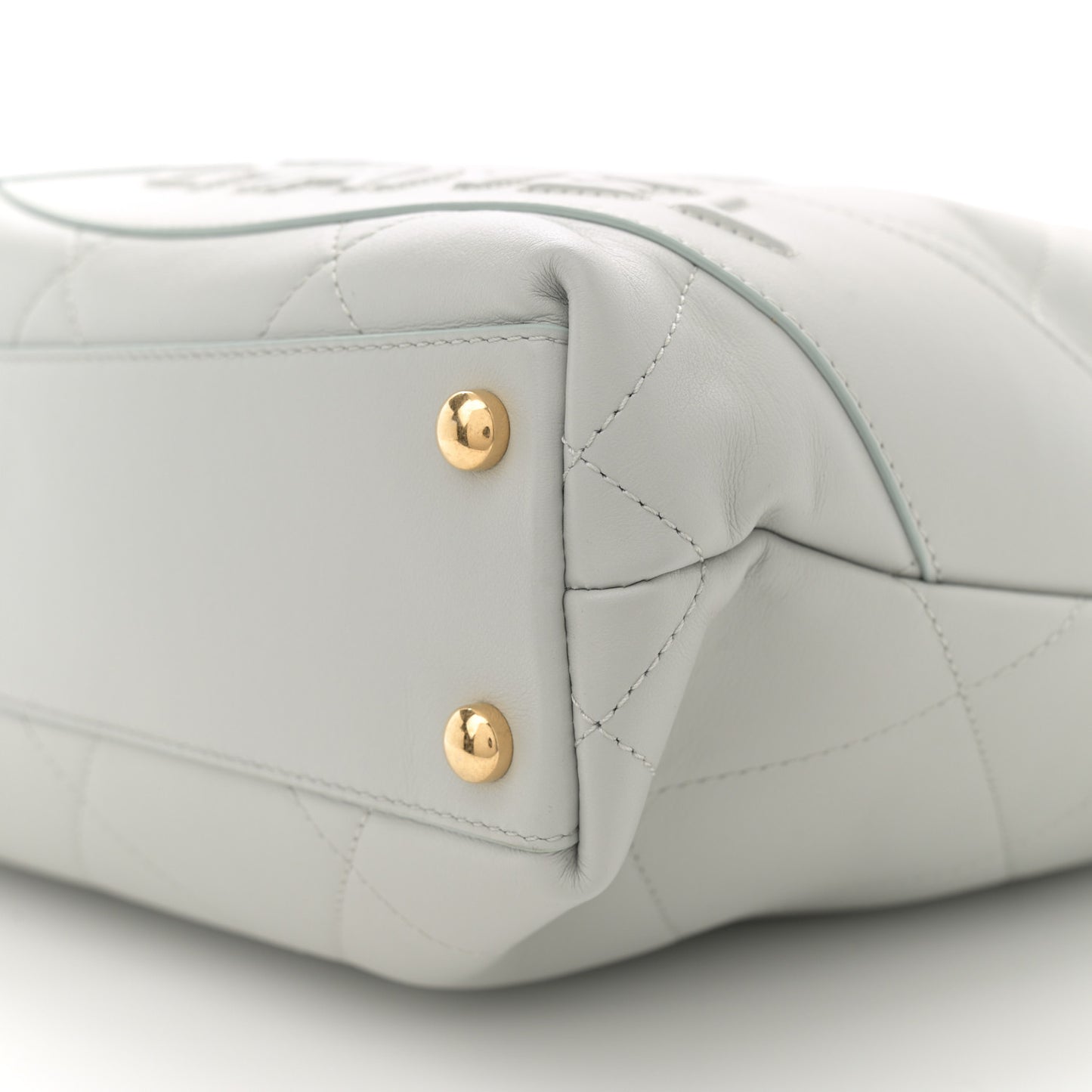 Calfskin Stitched CC Shopper Tote Light Grey
