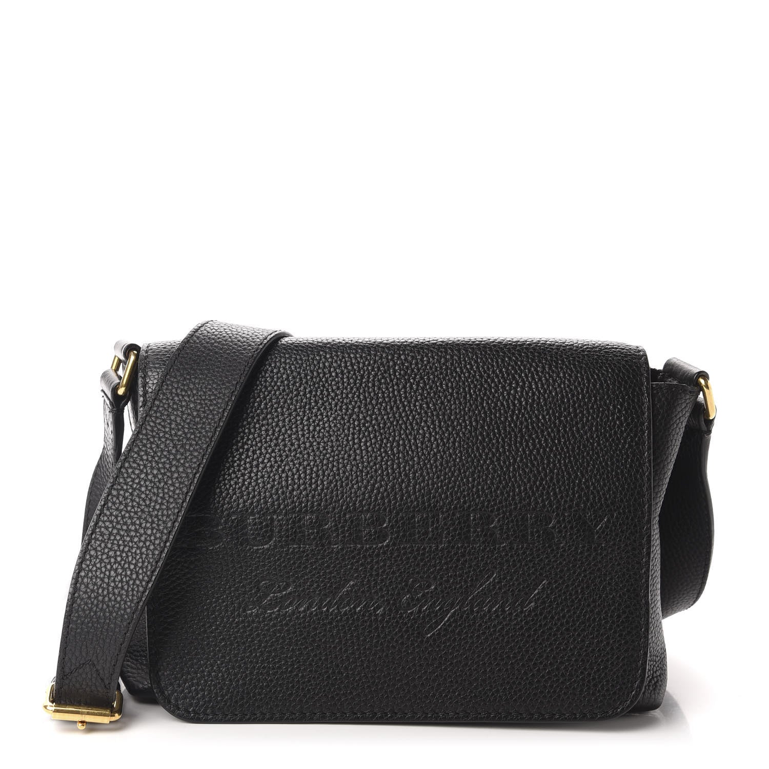 Burberry Grainy Calfskin Embossed Small Messenger Black 1 of 10