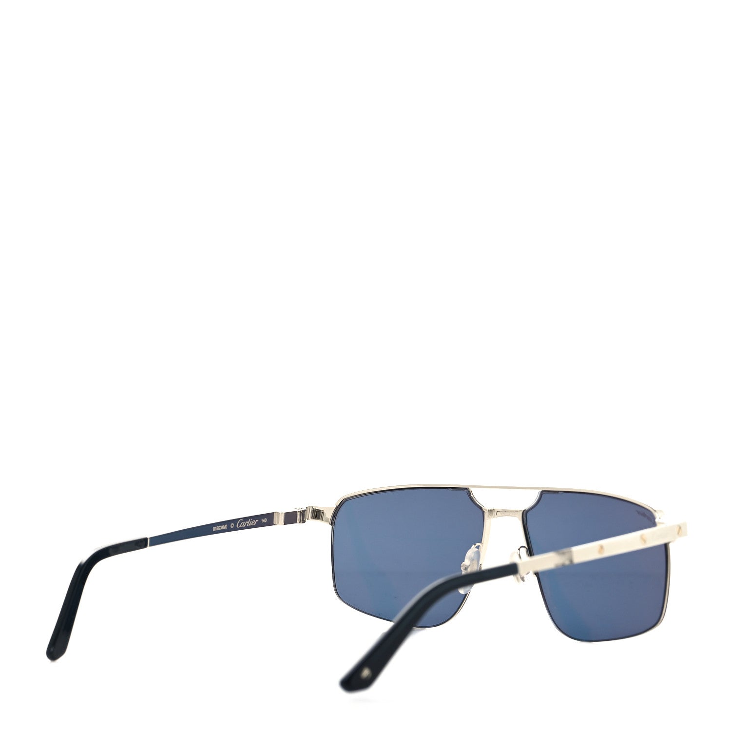 Cartier Metal Santos de Cartier Pilot Sunglasses CT0385S Silver Blue 4 of 8