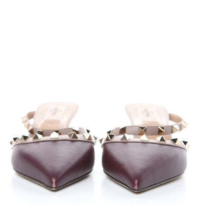 Valentino Garavani Calfskin Nappa Rockstud Cross Strap 50mm Mules 37 Rubin Poudre 2 of 10