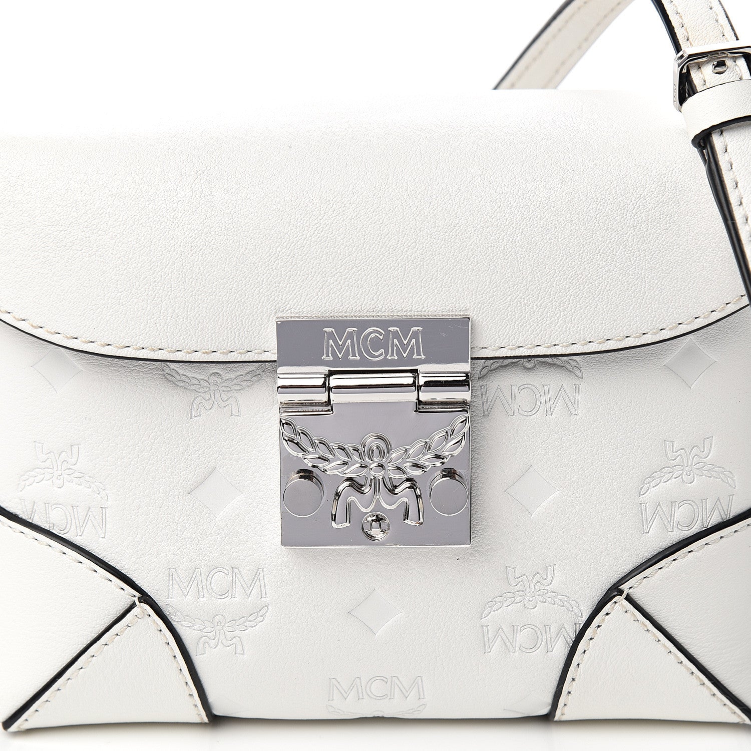 MCM Calfskin Ottomar Monogram Soft Berlin Belt Bag White 9 of 9