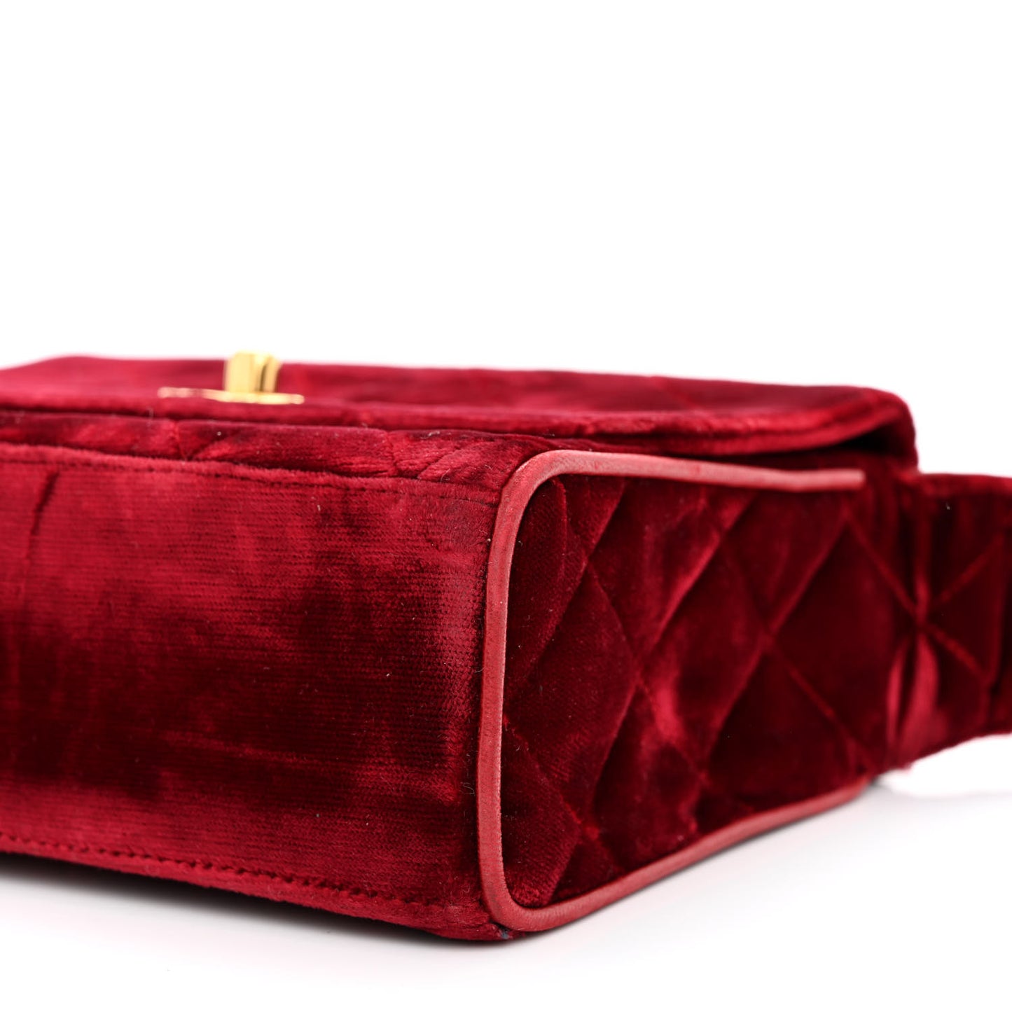 Velvet Quilted Square Shoulder Bag Burgundy