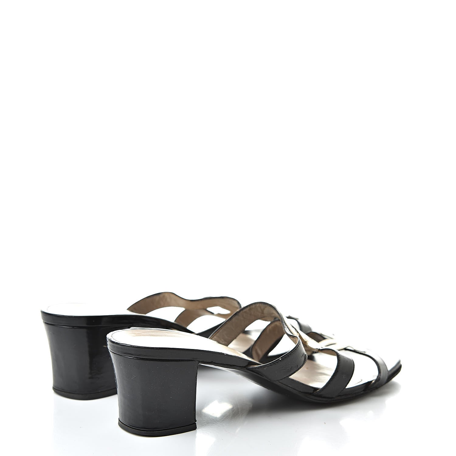 Chanel Patent CC Strappy Sandals 35 Black Beige 4 of 20