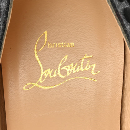 Christian Louboutin Floque Flannel Lady Peep Spikes VIP 150 Pumps 36.5 Grey Black 6 of 11