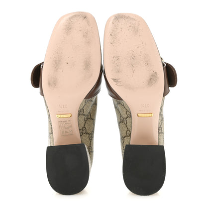 Gucci GG Supreme Monogram Malaga Kid Blondie Pumps 37.5 Beige Ebony New Acero 6 of 10