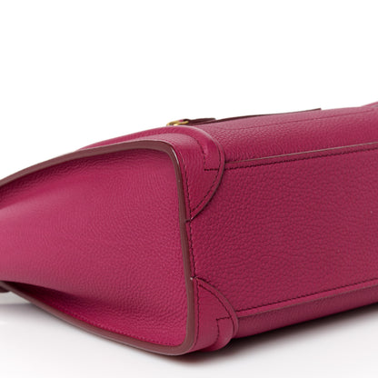 Celine Drummed Calfskin Nano Luggage Plum 9 of 10