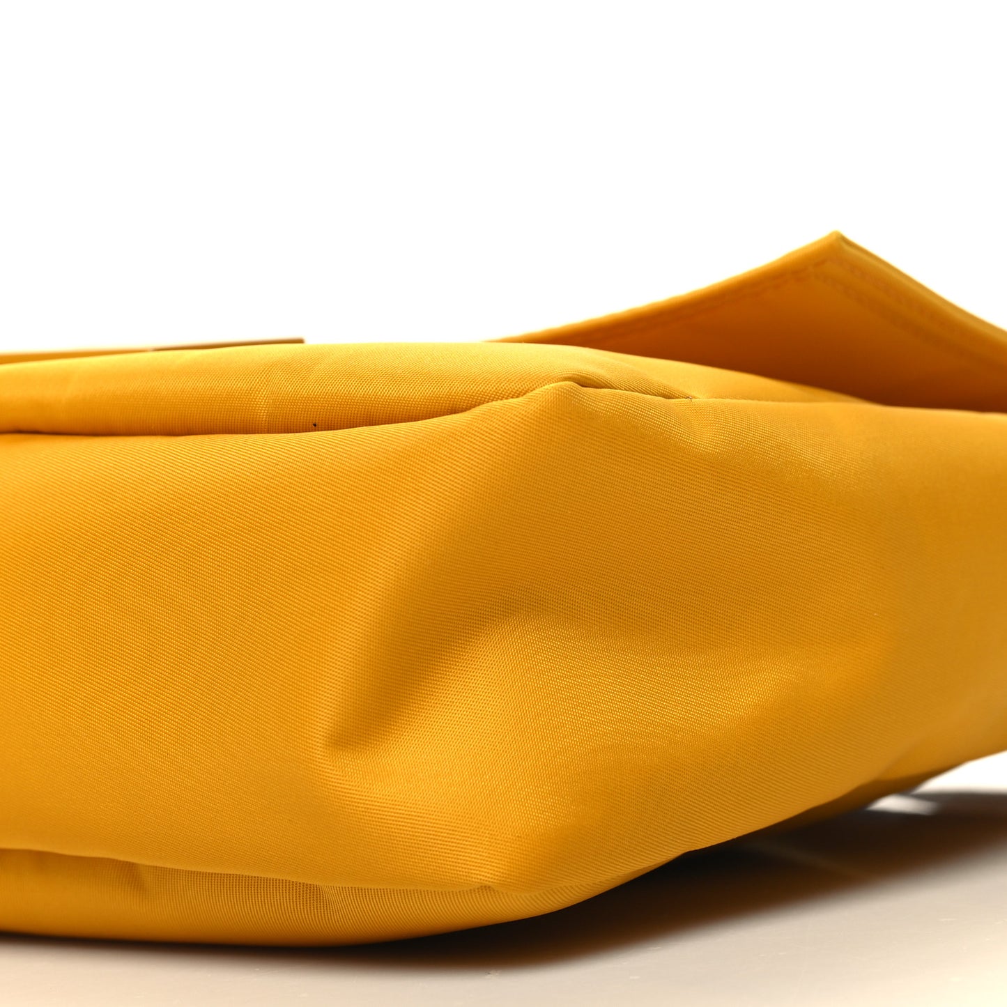 Econyl Nylon Cuoio Romano Monochrome Medium Baguette Messenger Bag Sunflower