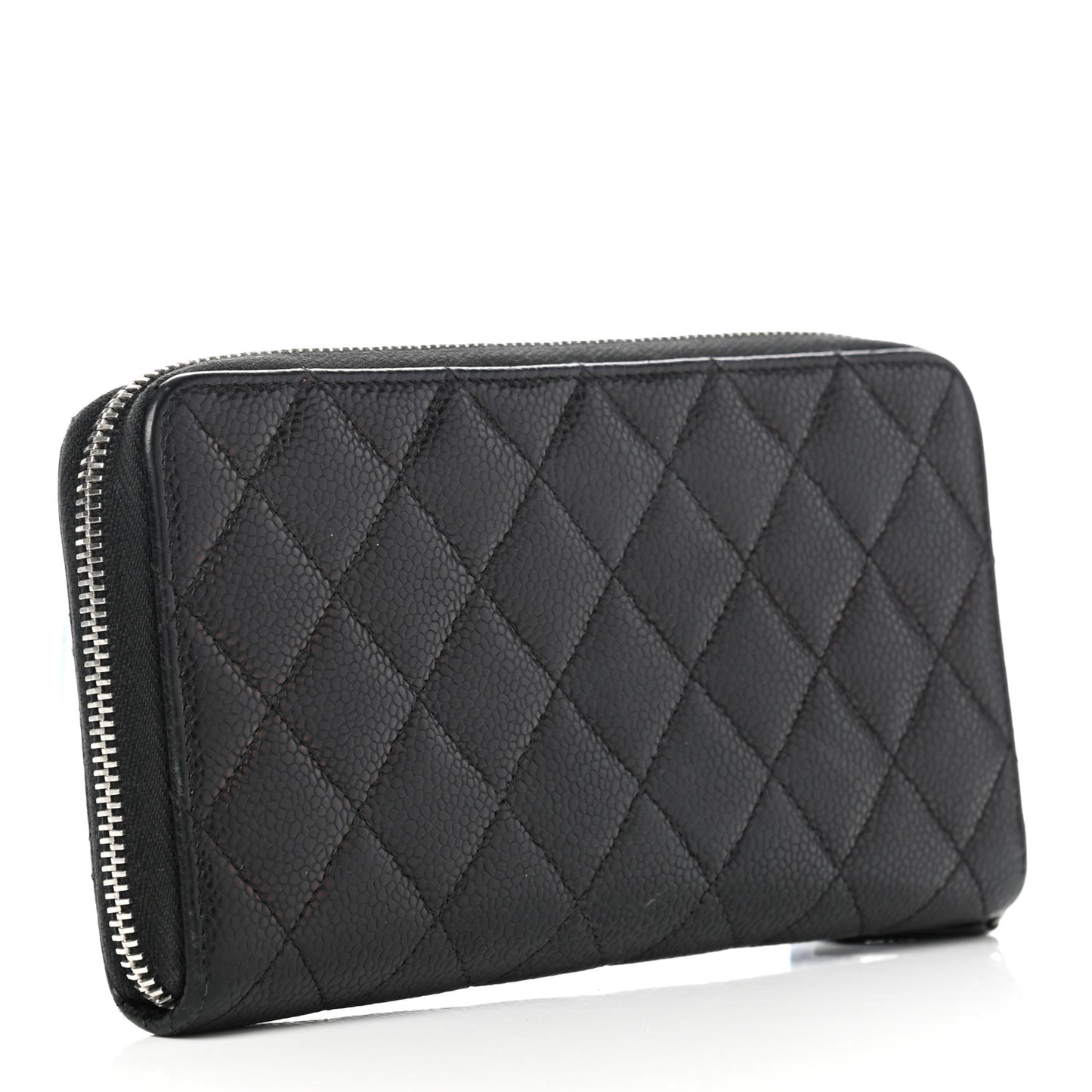 Caviar Quilted Large Gusset Zip Around Wallet Black