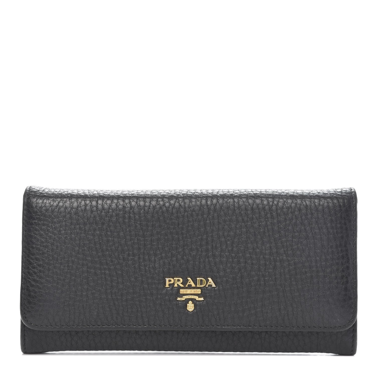 Prada Vitello Daino Continental Flap Wallet Black 1 of 6