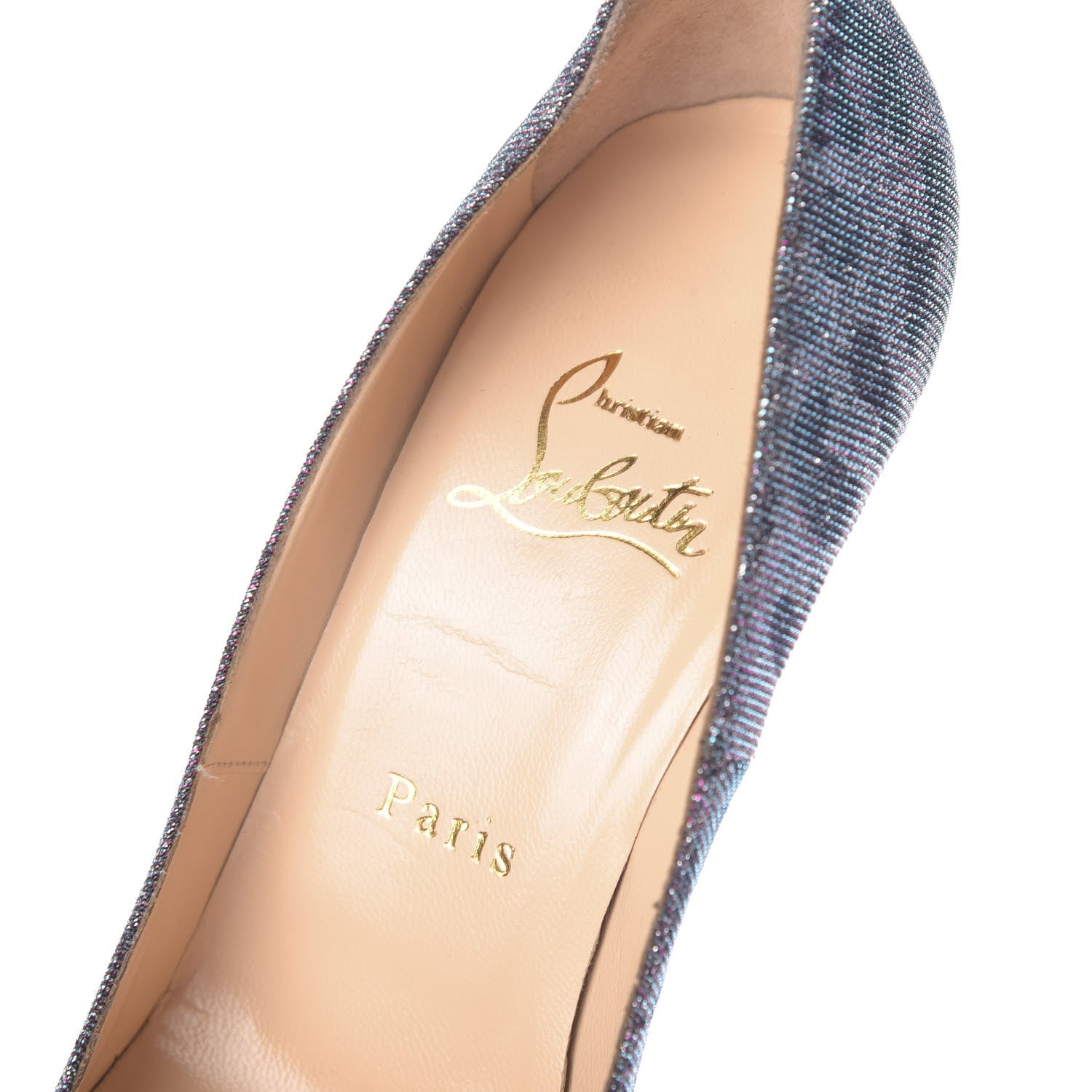 Christian Louboutin Leopard Lame Fifi 100 Pumps 37 Turquoise Violet 8 of 11