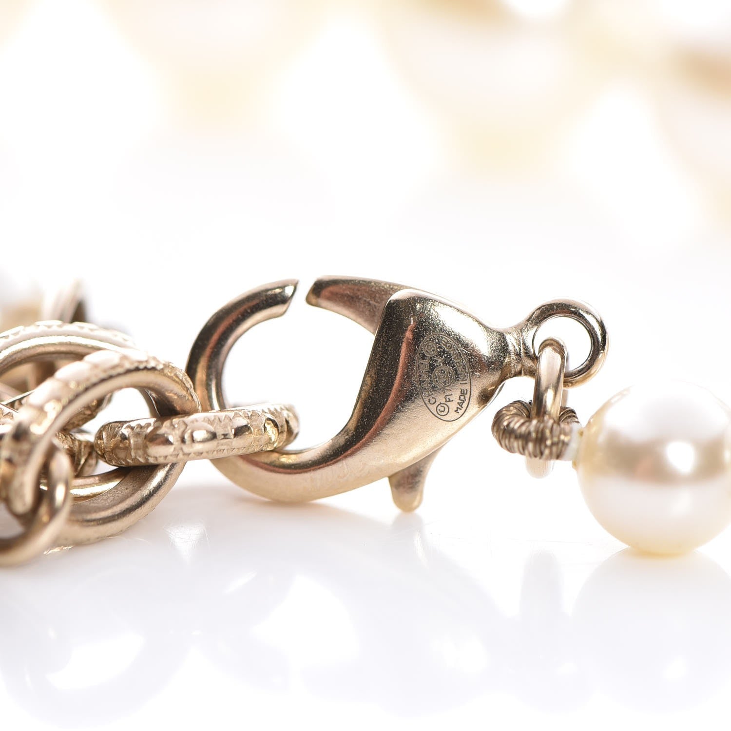 Chanel Pearl Crystal CC Bracelet Gold 4 of 5