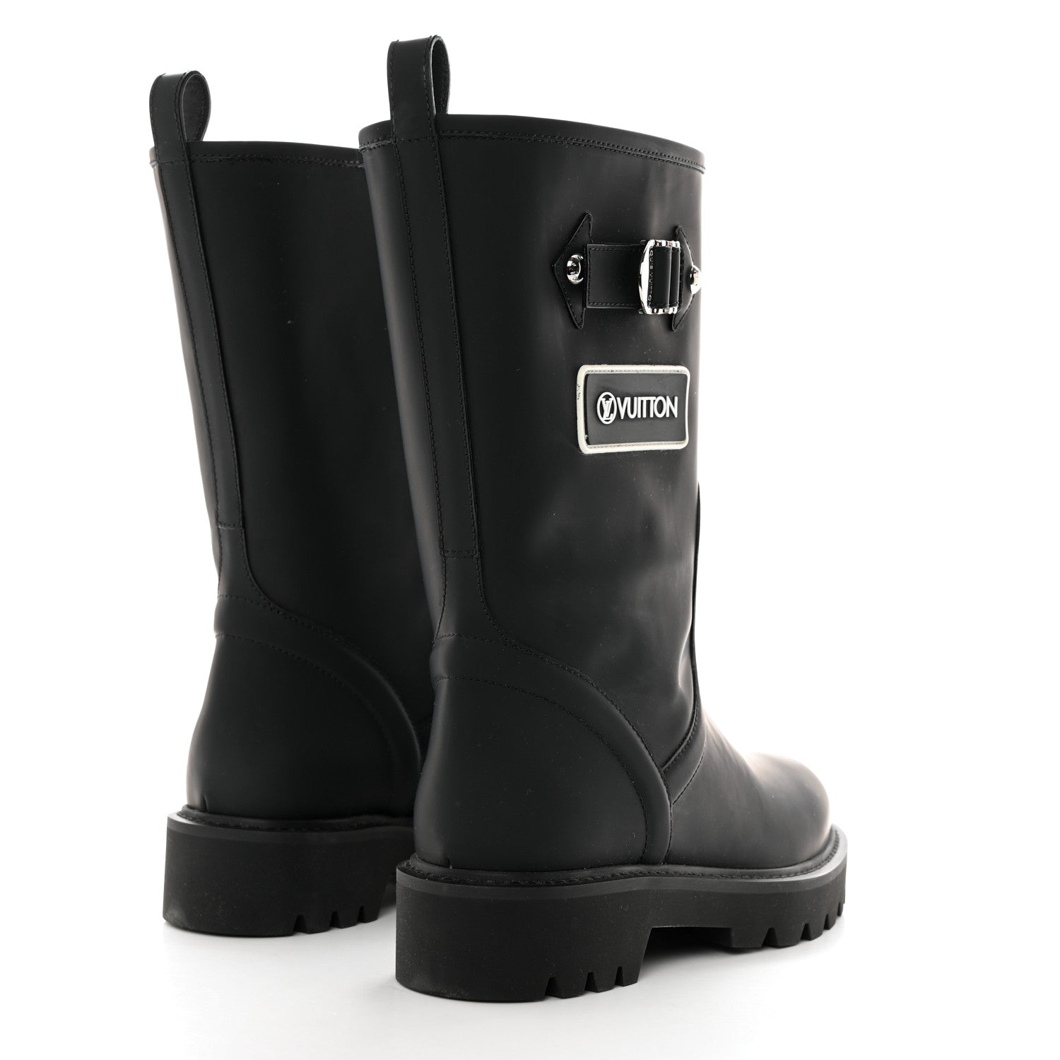 Louis Vuitton Rubber Calfskin Territory Flat Boots 36 Black 4 of 8