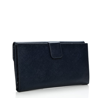 Prada Saffiano Metal Continental Flap Wallet Baltico 3 of 6