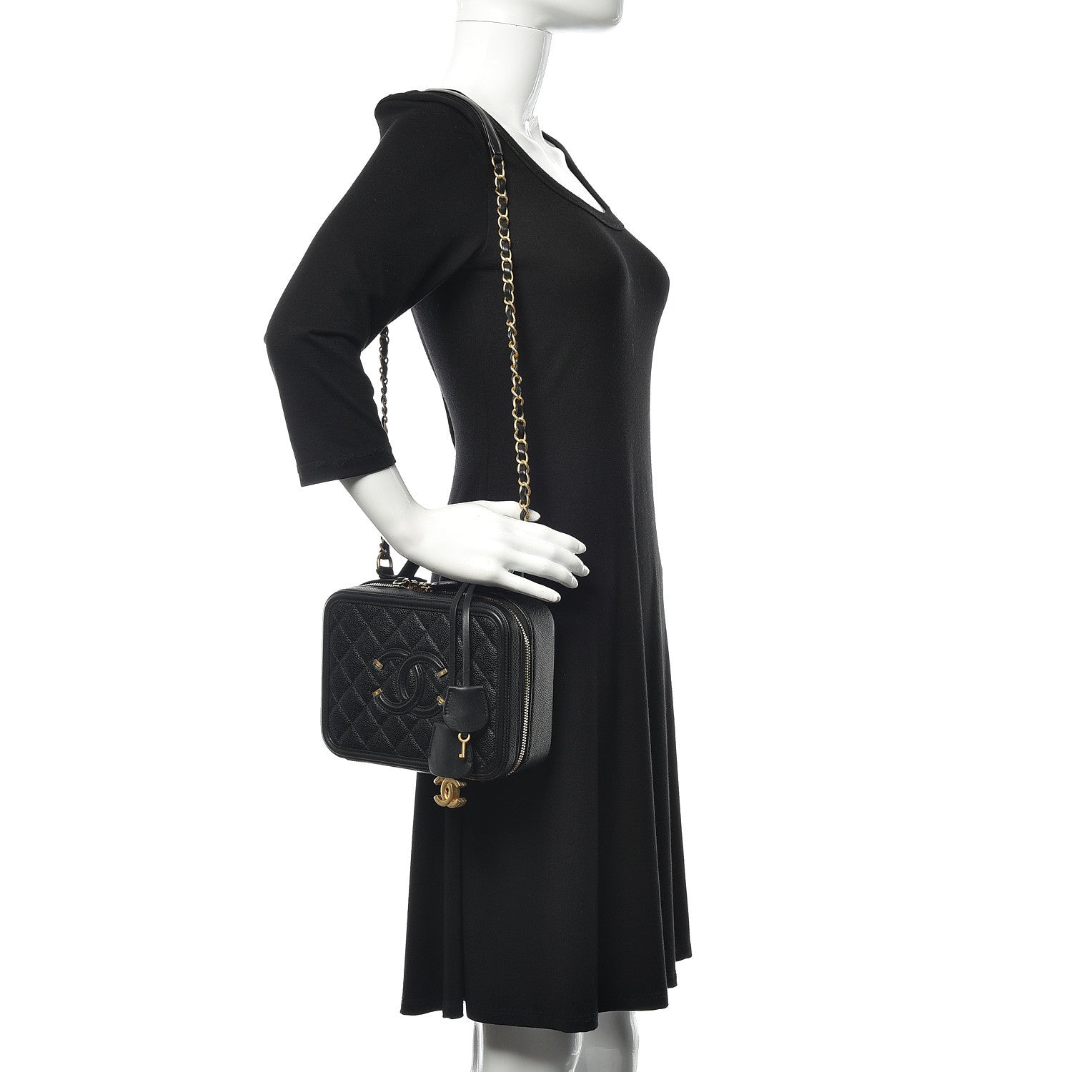Chanel Caviar Quilted Medium CC Filigree Vanity Case Black 2 of 10