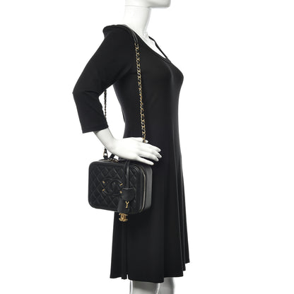 Chanel Caviar Quilted Medium CC Filigree Vanity Case Black 2 of 10