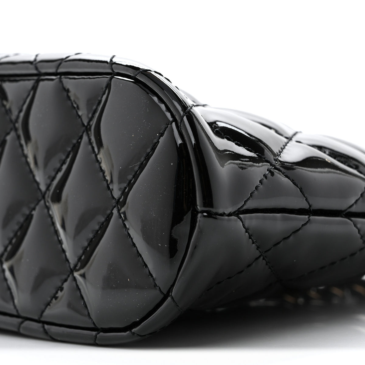 Patent Quilted Shiny Coco Small Shopping Bag Black