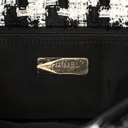 Chanel Tweed Quilted Maxi Chanel 19 Flap Black Ecru White 6 of 11