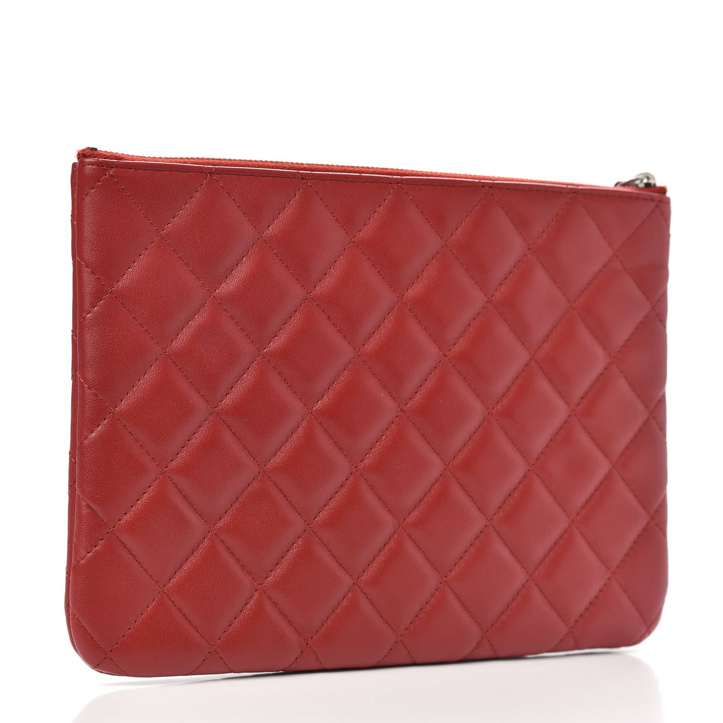 Lambskin Quilted Medium Cosmetic Case Red