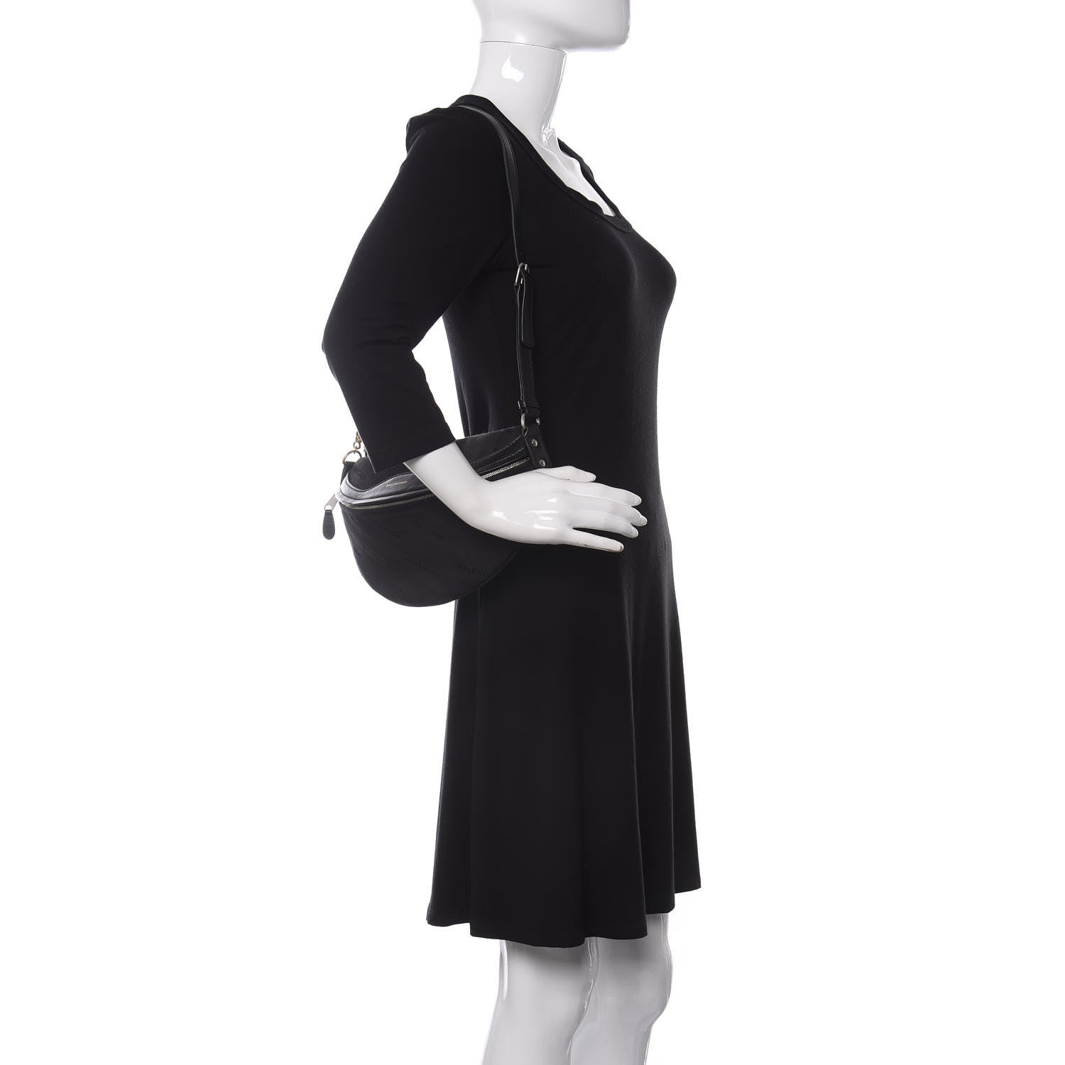 Balenciaga Canvas Jacquard Diagonal Allover Logo XS Souvenir Belt Bag Black 3 of 11